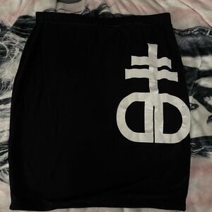 Black Pencil Skirt with White Graphic Accent